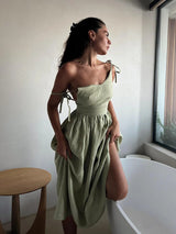 Women's Open-Back Maxi Dress with Tie Straps