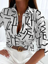 Women's Printed Button-Down Blouse