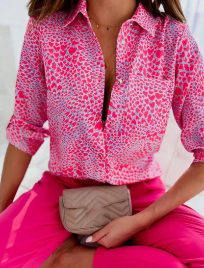 Women's Printed Button-Down Blouse