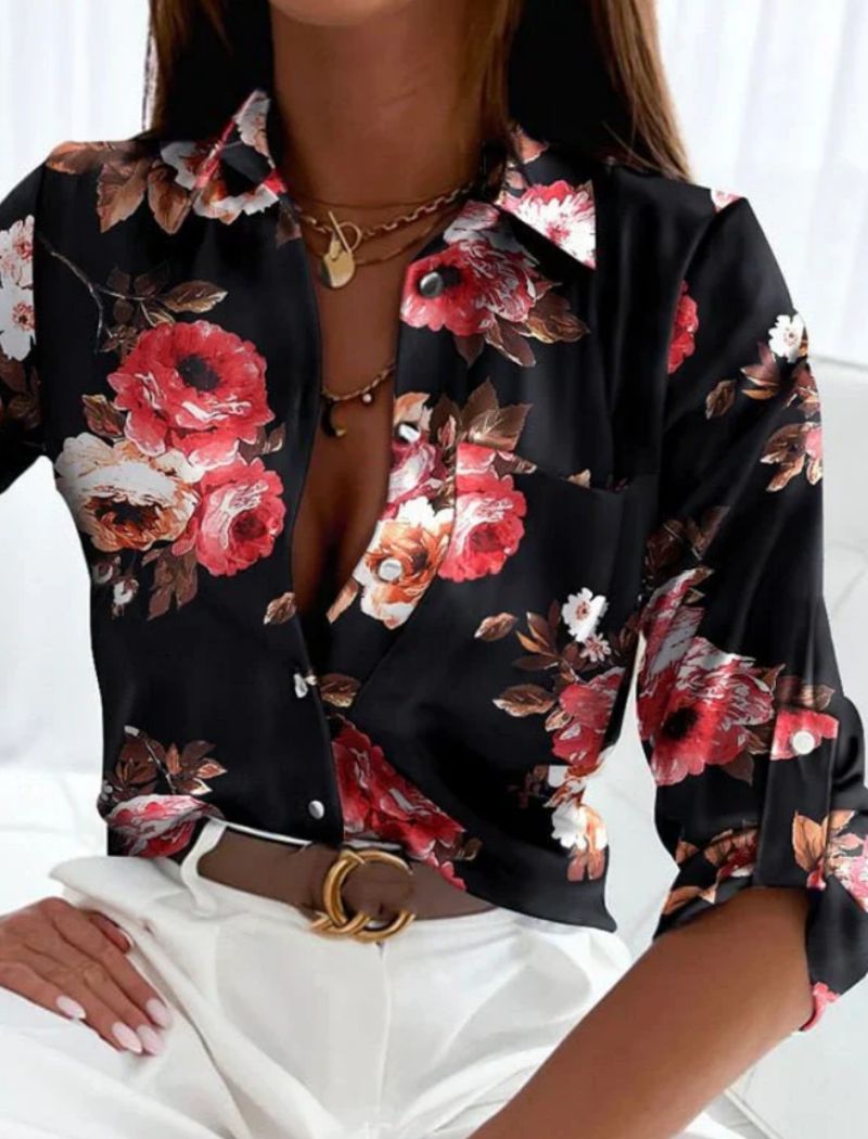 Women's Printed Button-Down Blouse