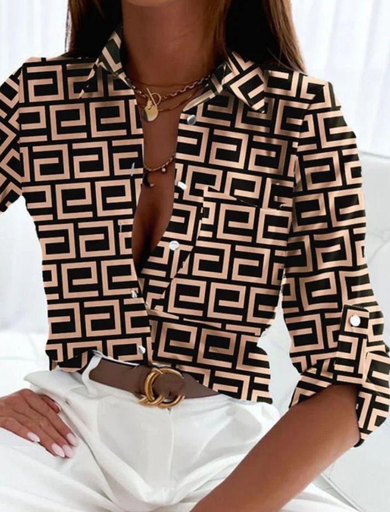 Women's Printed Button-Down Blouse