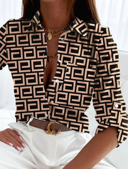 Women's Printed Button-Down Blouse
