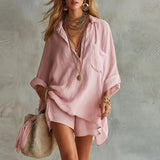 Women's Relaxed-Fit Shirt and Shorts Set
