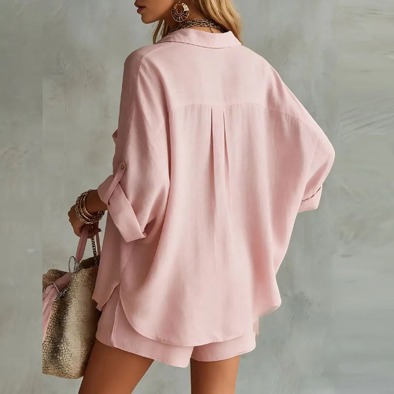 Women's Relaxed-Fit Shirt and Shorts Set