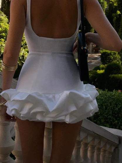 Women's Sleeveless Mini Dress with Ruffled Hem