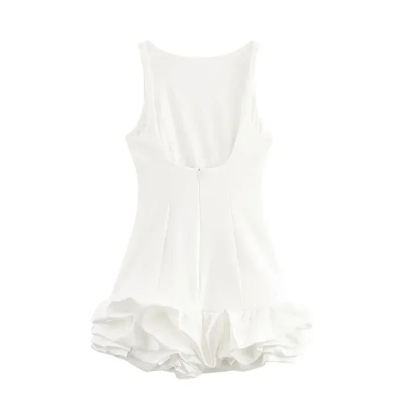 Women's Sleeveless Mini Dress with Ruffled Hem