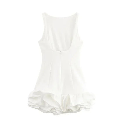 Women's Sleeveless Mini Dress with Ruffled Hem