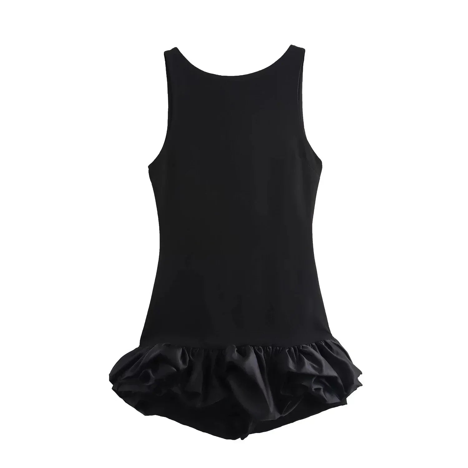 Women's Sleeveless Mini Dress with Ruffled Hem