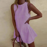 Women's Sleeveless Scallop-Hem Mini Dress
