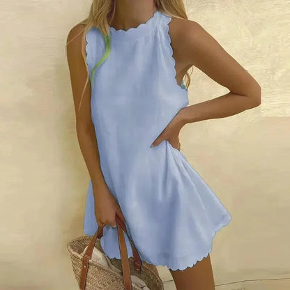 Women's Sleeveless Scallop-Hem Mini Dress
