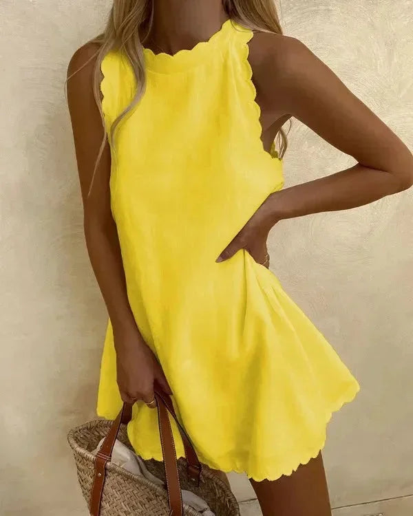 Women's Sleeveless Scallop-Hem Mini Dress