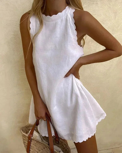 Women's Sleeveless Scallop-Hem Mini Dress