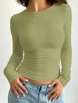 Women's Slim-Fit Long-Sleeve Crop Top