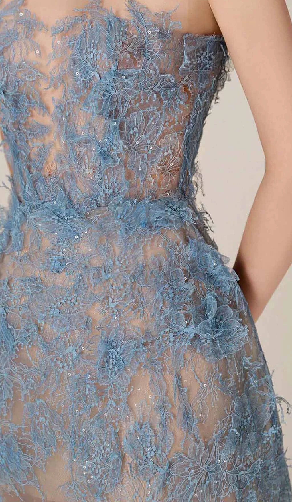 Women's Strapless Floral Appliqué Midi Dress