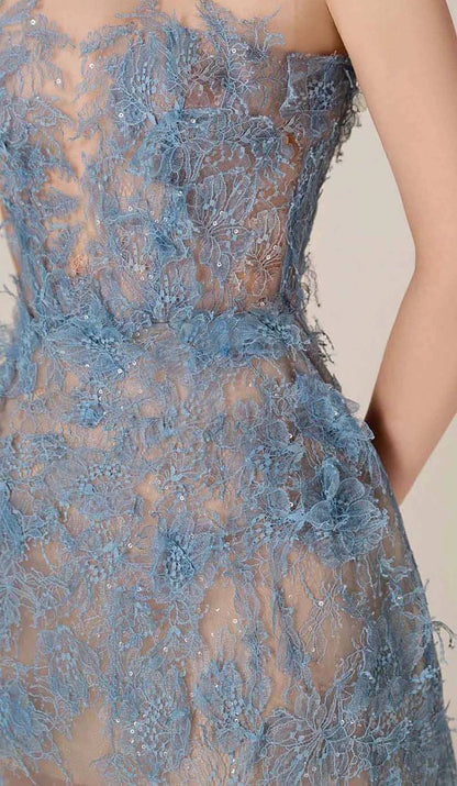 Women's Strapless Floral Appliqué Midi Dress