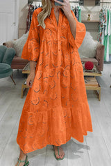 Women's Tiered Maxi Dress with Eyelet Embroidery