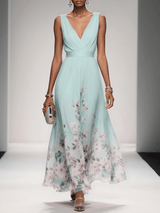 Women's V-Neck Floral Maxi Dress