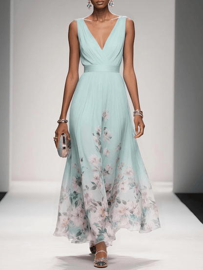 Women's V-Neck Floral Maxi Dress
