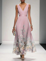 Women's V-Neck Floral Maxi Dress