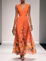Women's V-Neck Floral Maxi Dress
