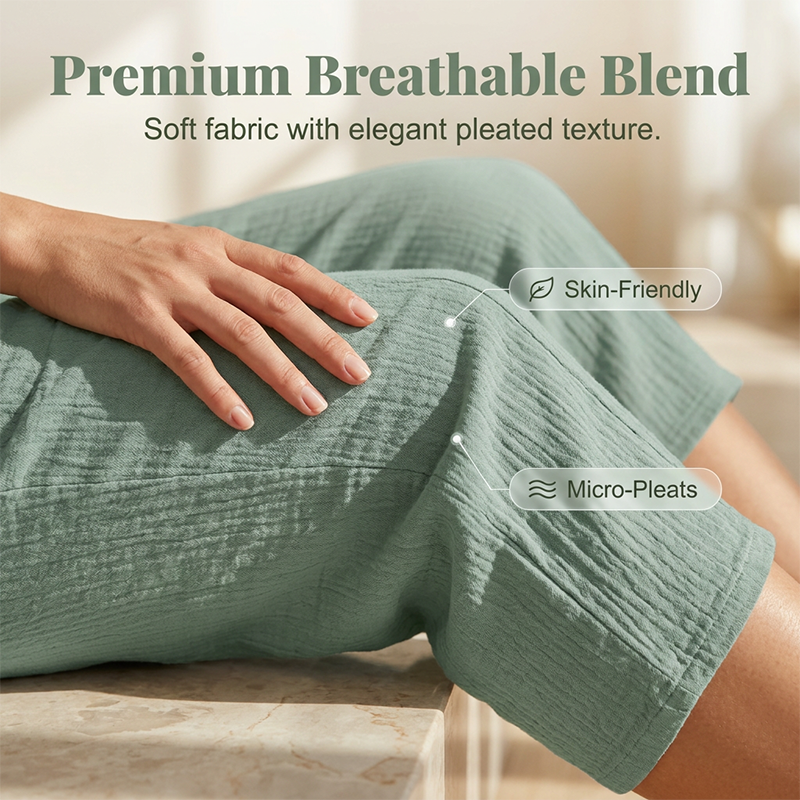 Women's Wide-Leg Capri Pants with Elastic Waist