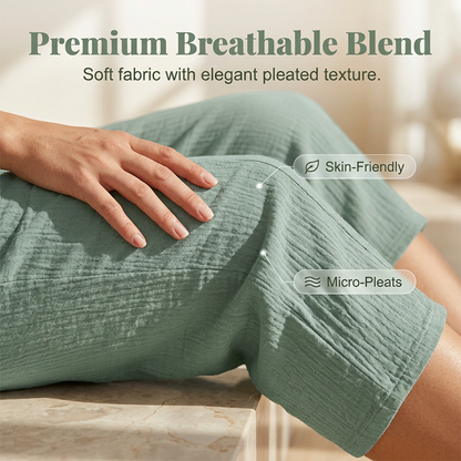 Women's Wide-Leg Capri Pants with Elastic Waist