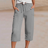 Women's Wide-Leg Capri Pants with Elastic Waist