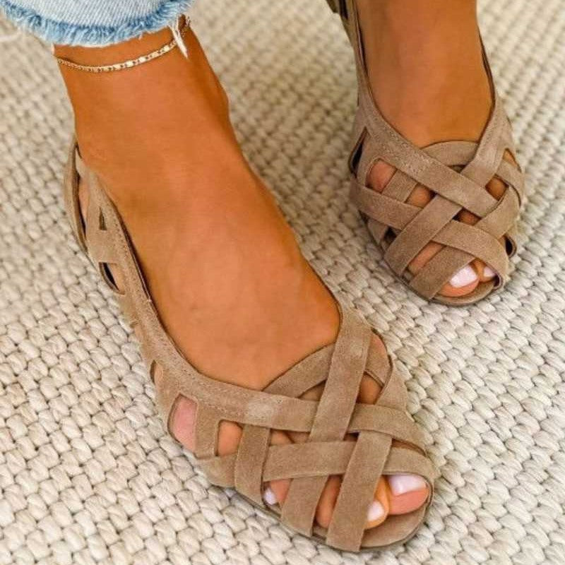 Women's Woven Flat Sandals with Open Toe